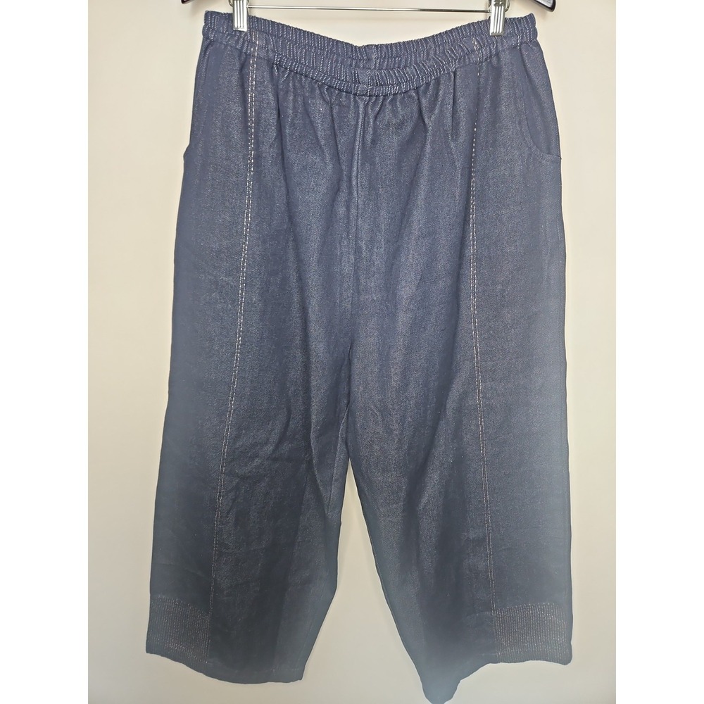 Marketplace Of India 2W Blue Vest Top Pant Set Embroidered Lagenlook Minimalist - Picture 9 of 16